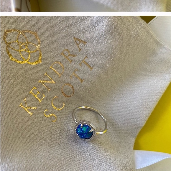 Davie Silver Band Ring In Royal Blue Kyocera Opal - Picture 5 of 9